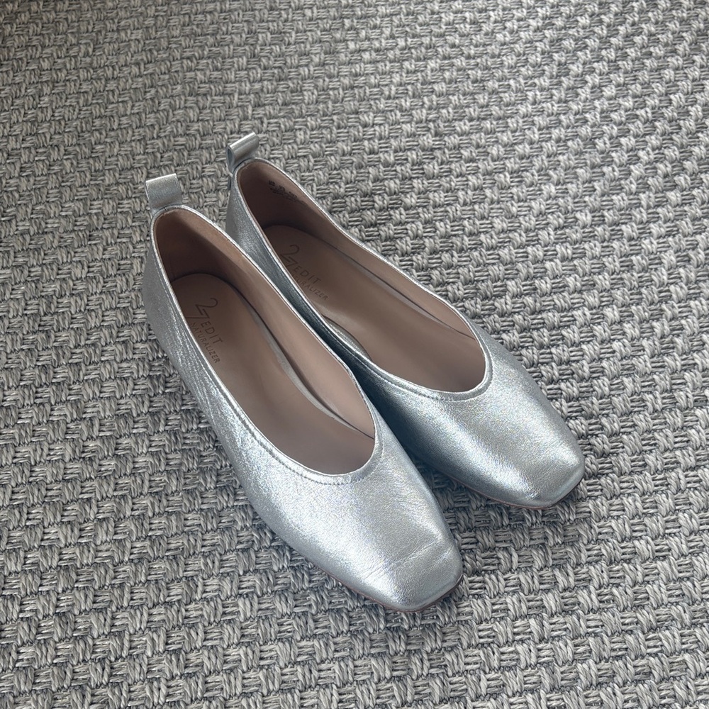 Silver Ballet Flats